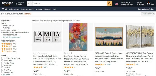 the second best website to sell artwork is Amazon